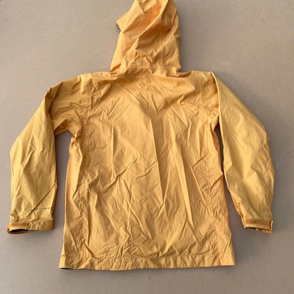 Columbia Rain Jacket Kids S (8) Yellow Hiking Outdoor Omni-Tech Windbreaker